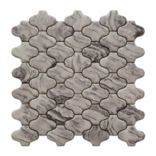 Full Body Recycled Glass Mosaic Grey Arabesque Backsplash Tile